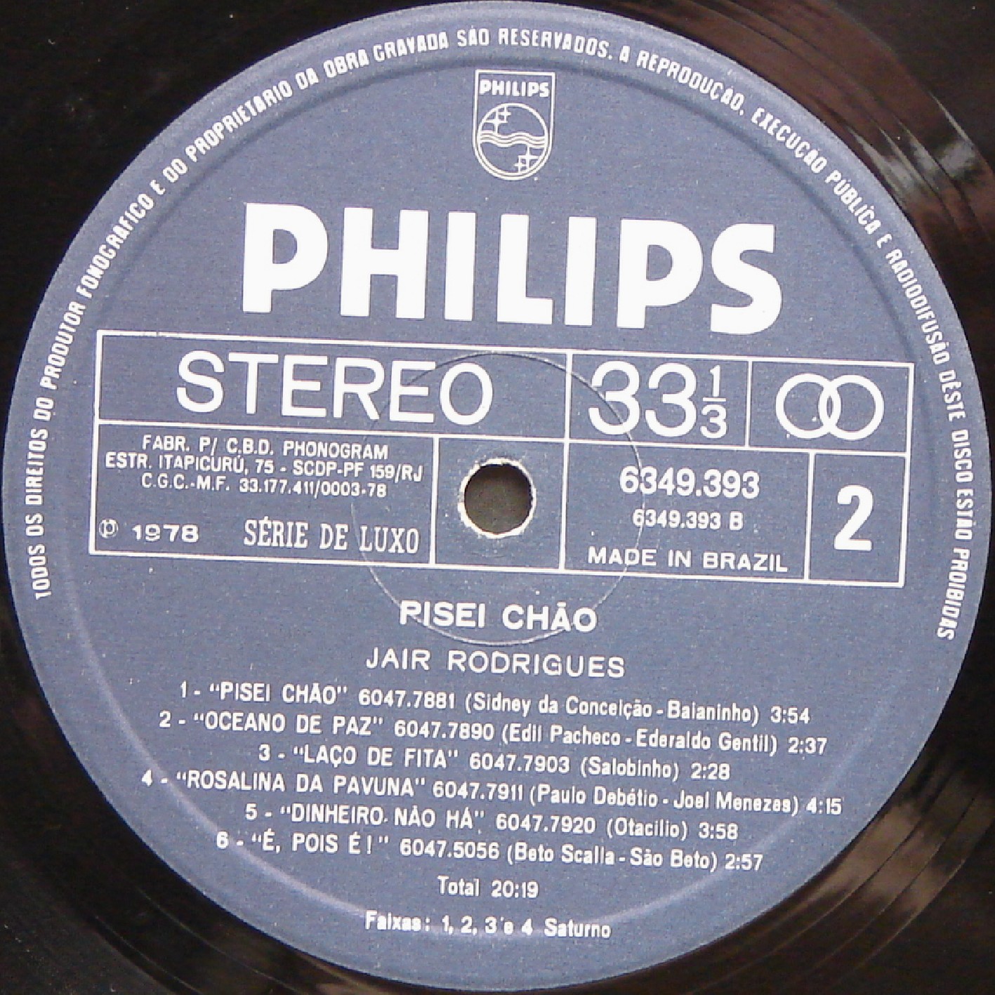 Composição de Ederaldo Gentil e Edil Pacheco gravada por Jair Rodrigues no disco Pisei Chão" (1978).